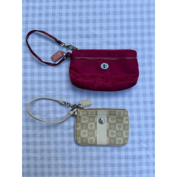 Set of 2 coach wristlets - 1 pink 1 tan - Picture 1 of 12